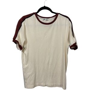 Zara Cream and Maroon Short Sleeve Tee‎